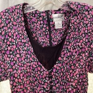 Fashion Bug 16 super cute black dress attached floral cover mini pink flowers